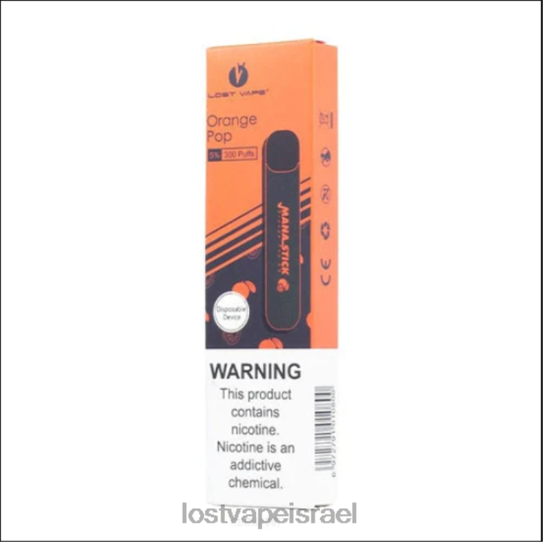 Lost Vape Mana מקל חד פעמי | 300 פחזניות | 1.2 מ"ל כתום פופ 5% L26X4523 | Lost Vape Flavors Israel
