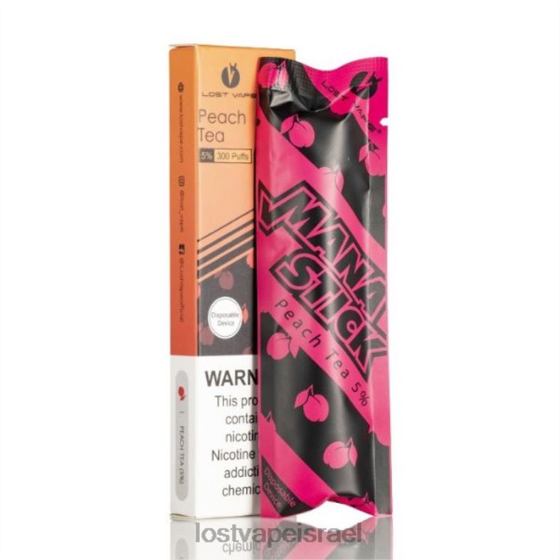 Lost Vape Mana מקל חד פעמי | 300 פחזניות | 1.2 מ"ל תה אפרסק 5% L26X4525 | Lost Vape Review Israel