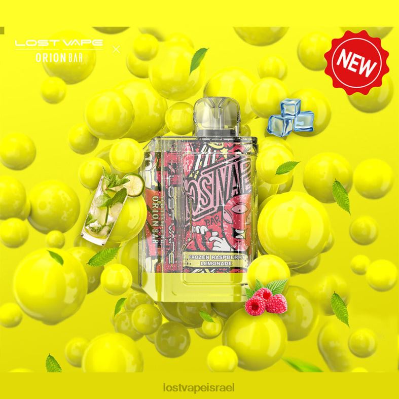 Lost Vape Orion בר חד פעמי | 7500 שאיפה | 18 מ"ל | 50 מ"ג לימונדת פטל קפואה L26X492 | Lost Vape Jerusalem
