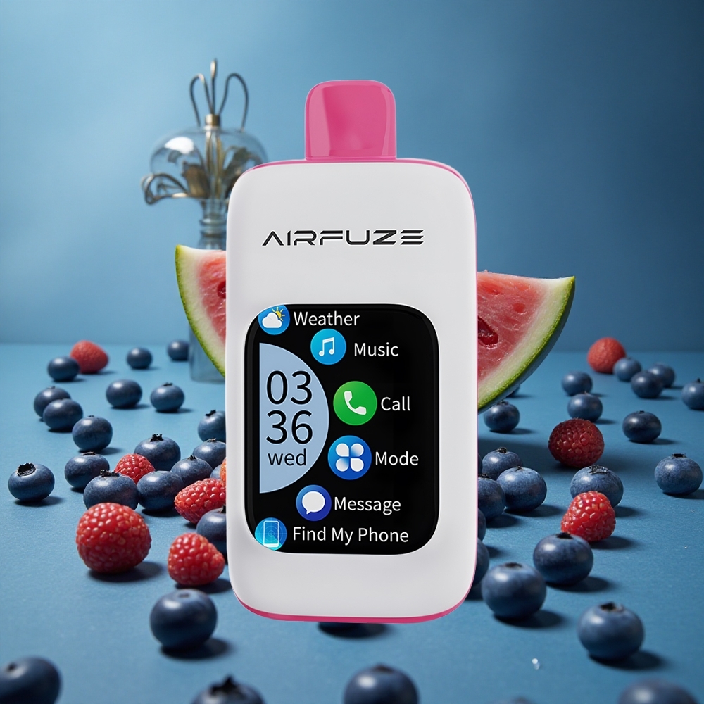 AirFuze Smart 30000 פאפים סיגריה אלקטרונית חד פעמית אוכמניות אבטיח עם מסך מגע 2.01 אינץ' וסוללת 900mAh