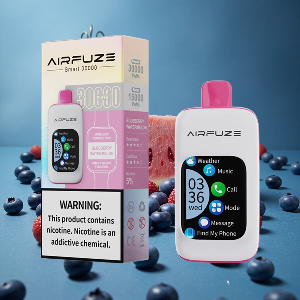 AirFuze Smart 30000 פאפים סיגריה אלקטרונית חד פעמית אוכמניות אבטיח עם מסך מגע 2.01 אינץ' וסוללת 900mAh