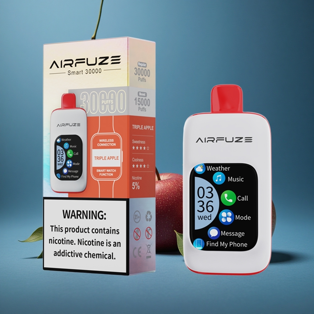 AirFuze Smart 30000 פאפים פוד חד פעמי שלושה תפוחים עם 5% ניקוטין ו-900mAh