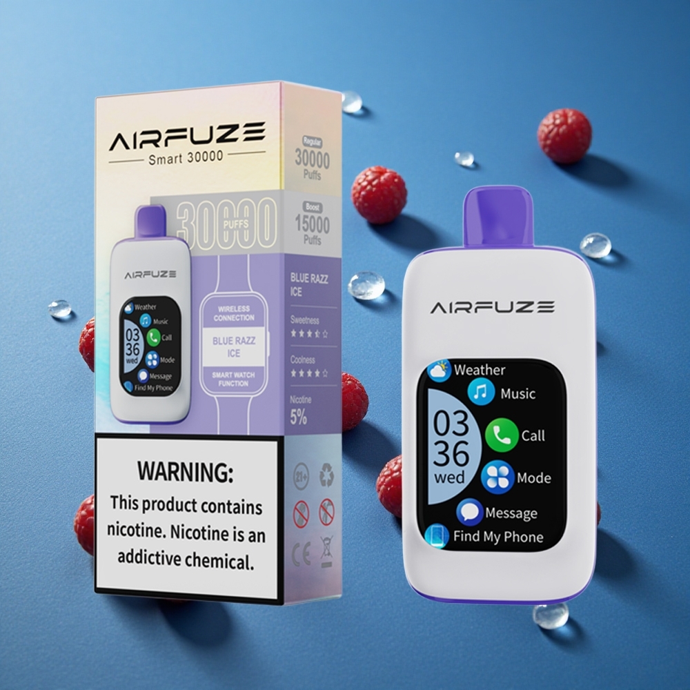 AirFuze Smart 30000 פאפים סוללה 900mAh טעם פטל כחול קרח