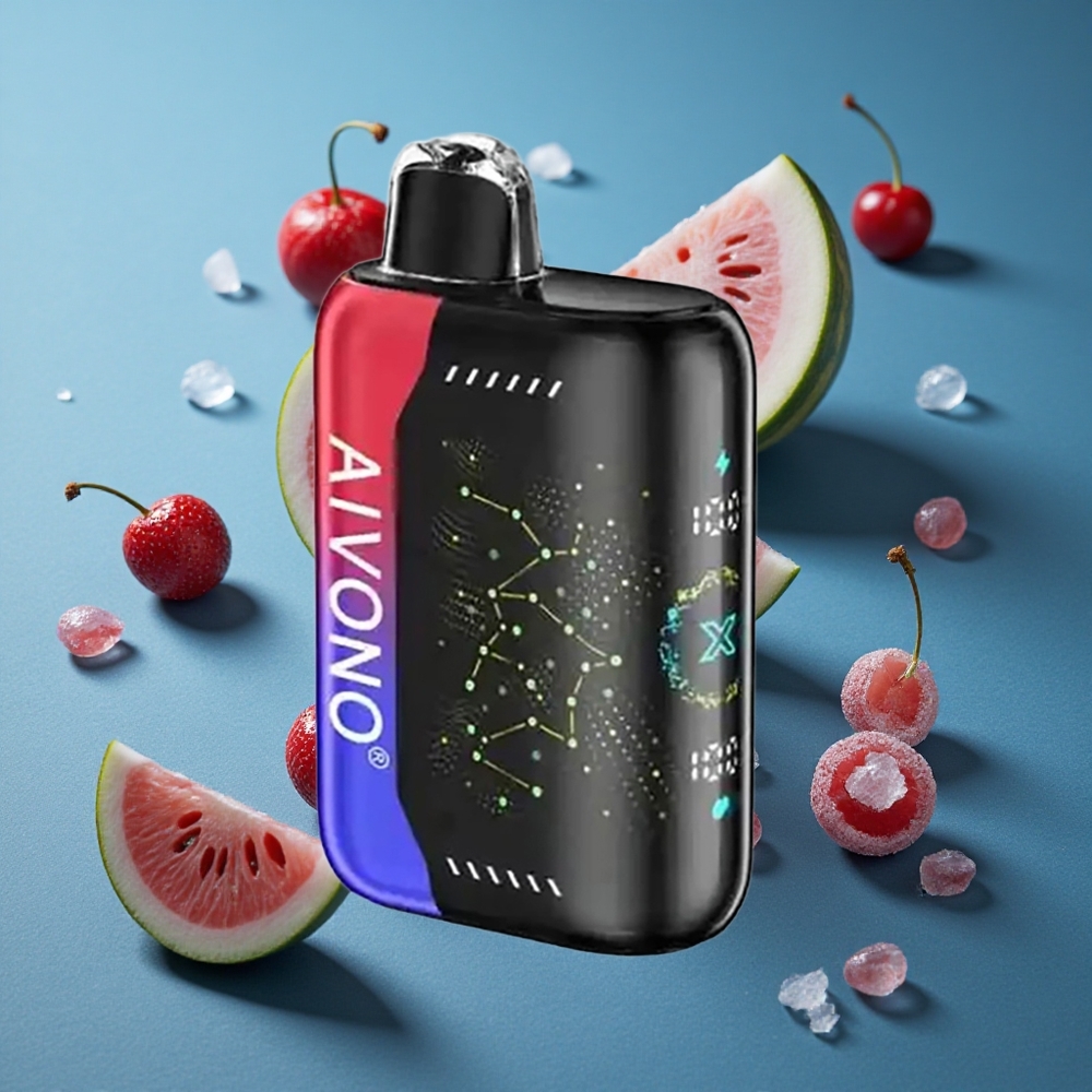 Aivono AIM BOOM 25000 פאפים אבטיח דובדבן קר עם 28ml נוזל ו-650mAh סוללה