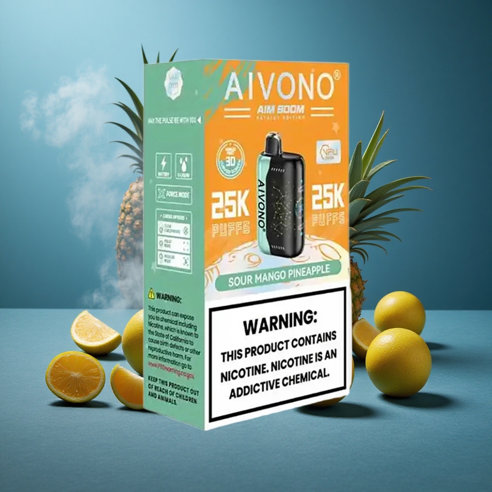Aivono AIM BOOM 25000 מכשירי אידוי חד פעמיים מנגו חמוץ אננס 28ml סוללה 650mAh