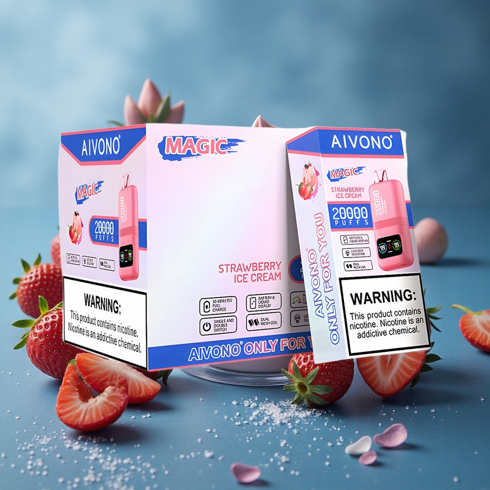 Aivono AIM MAGIC 20000 פאפים תות גלידה 26ml סוללה נטענת
