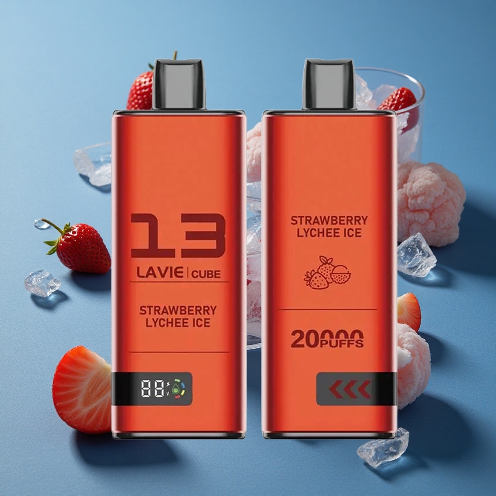 Lavie Cube 20000 Puffs אידוי חד פעמי תות ליצ'י קרח 28מ"ל