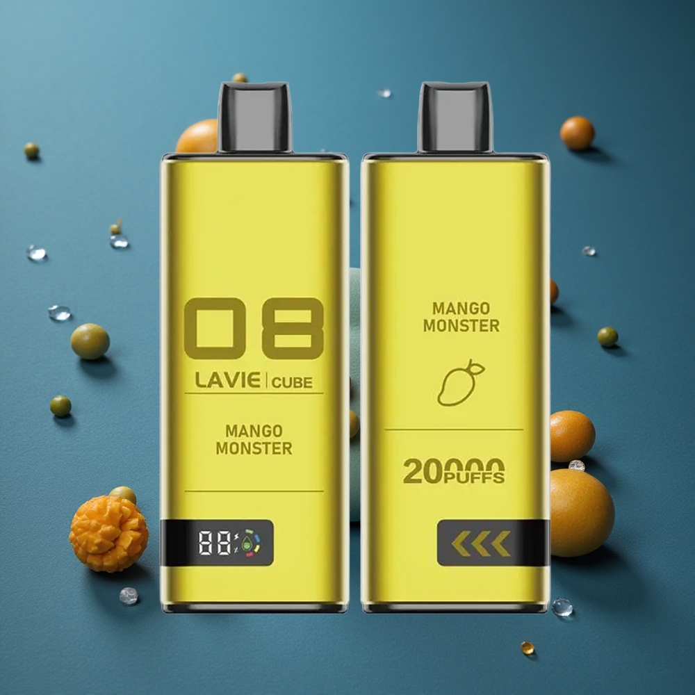 Lavie Cube 20000 Puffs מסוג חד פעמי מנגו מפלצת עם 28 מ"ל נוזל ו-600mAh סוללה