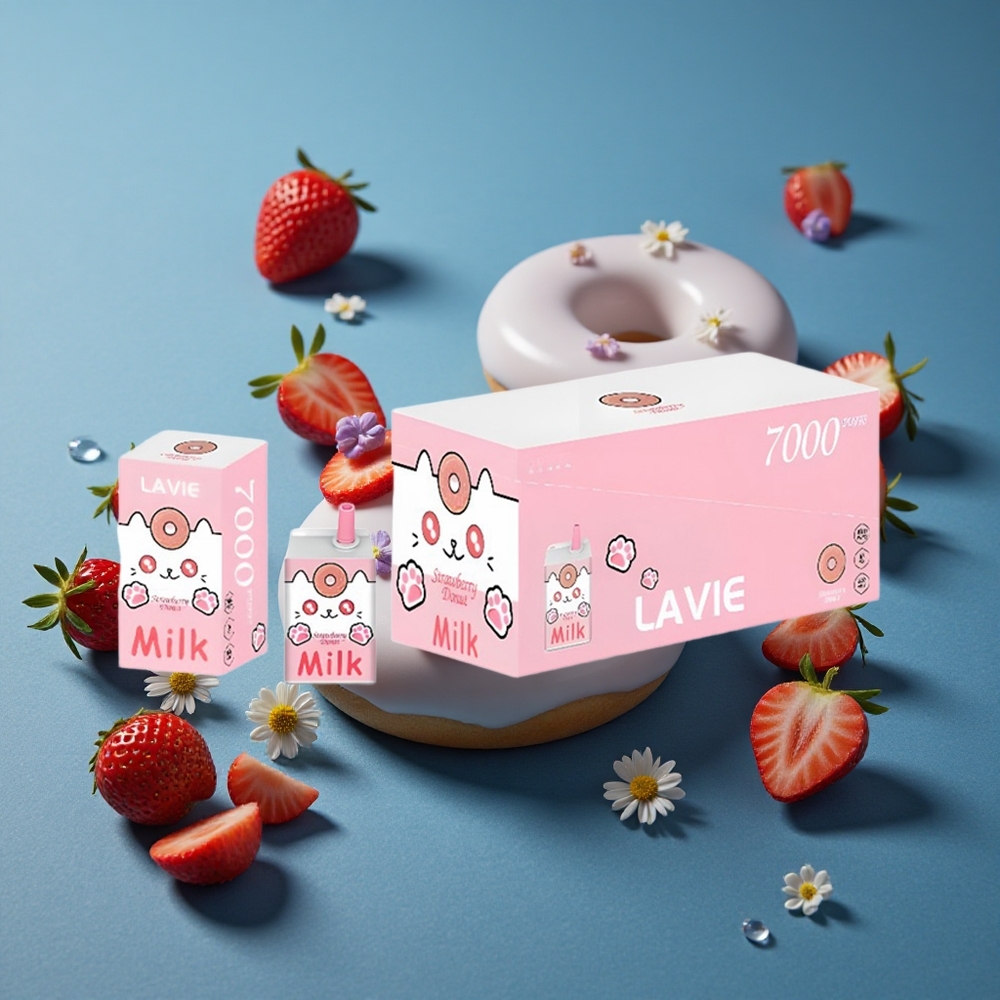 LAVIE Milk 7000 Puffs סופגניית תות 16ML 600mAh