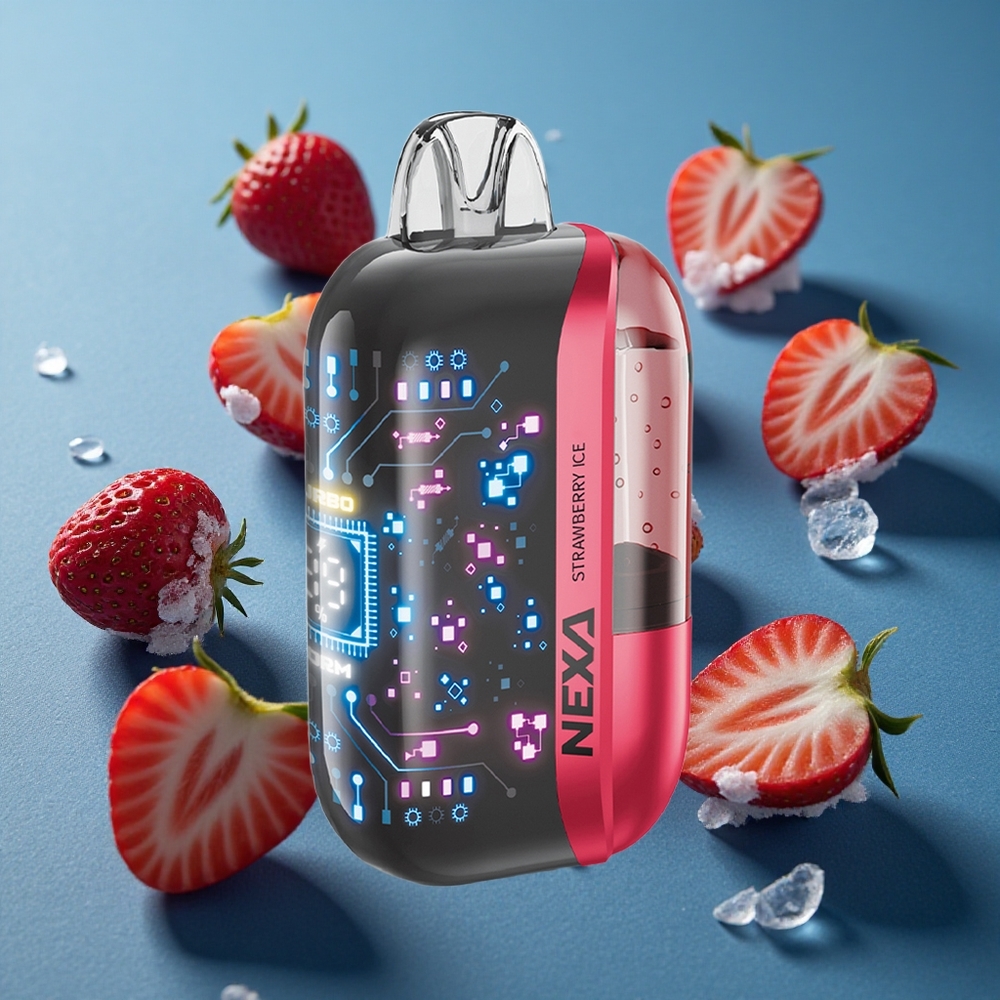 NEXA Ultra 50K 50000 Puffs תות קרח עם 20ml קיבולת טעונה מראש ו-800mah סוללה