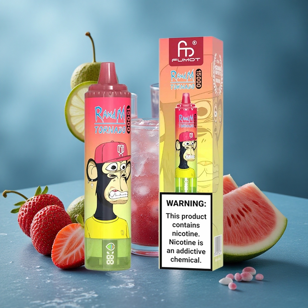 RandM Fumot Tornado 15000 Puffs תות אבטיח לימונדה עם סוללה 850mAh