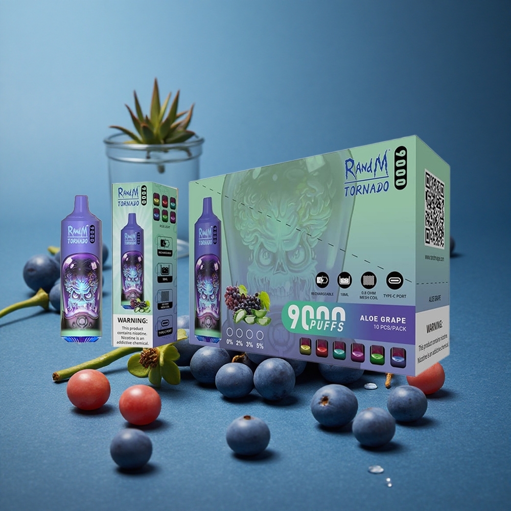 RandM Fumot Tornado 9000 Puffs אלגראפה (Aloe Grape) 18 מ