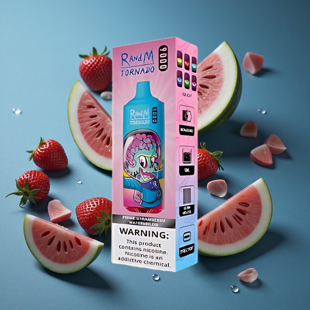 RandM Fumot Tornado 9000 Puffs תצוגת RGB משוכללת תות שדה אבטיח