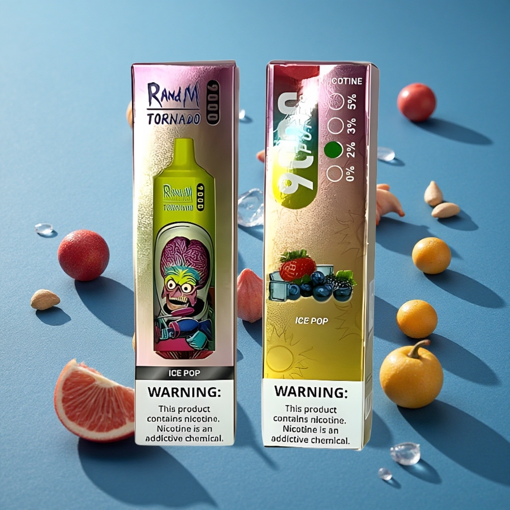 RandM Fumot Tornado 9000 Puffs Vape חד פעמי אייס פופ עם 9000 משיכות ו-18 מ"ל נוזל
