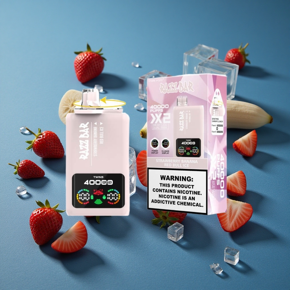 Razz Bar 40000 Puffs Vape חד פעמי תות בננה_רד בול קרח עם מסך תצוגה וסליל משושה 1.0Ohm 2