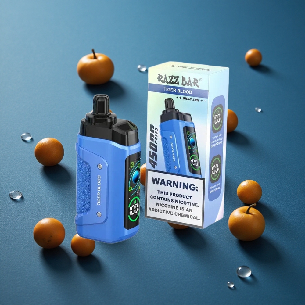 Razz Bar 45000 Puffs סיגריה אלקטרונית חד פעמית דם טיגריס סליל מש 1.0 אוהם סוללה 650 מאח