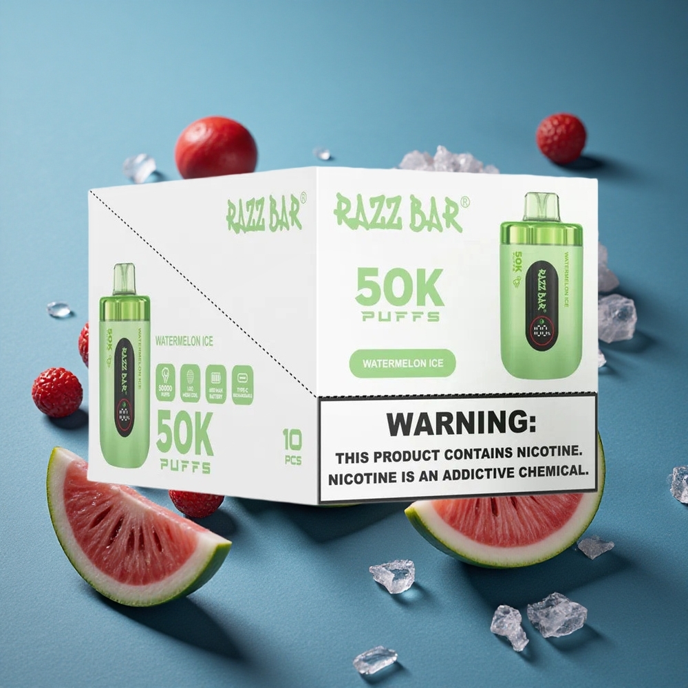 Razz Bar 50K פופס מסיר ואיפ אבטיח קרח עם 50000 פופס וסוללת 650 מ