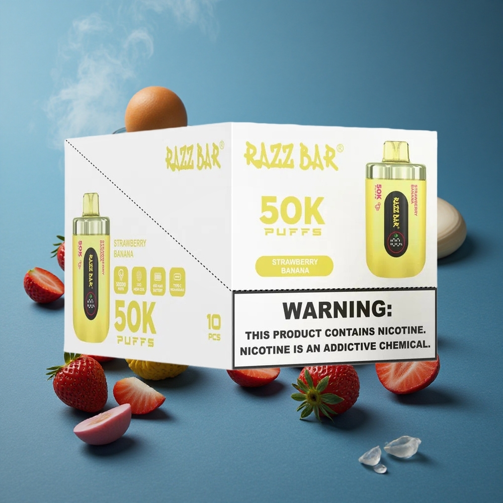 Razz Bar 50K פעימות תות בננה סוללה 650 מח סליל 1.0 אוהם