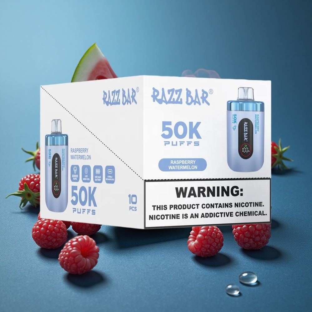 Razz Bar 50K פוטס סיגריה חד פעמית פטל אבטיח סוללה 650 מאח טעינה Type-C