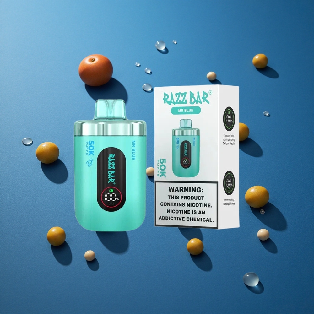 Razz Bar 50K לפיות נטען USB-C ומצבר 650 מ"א כחול מר
