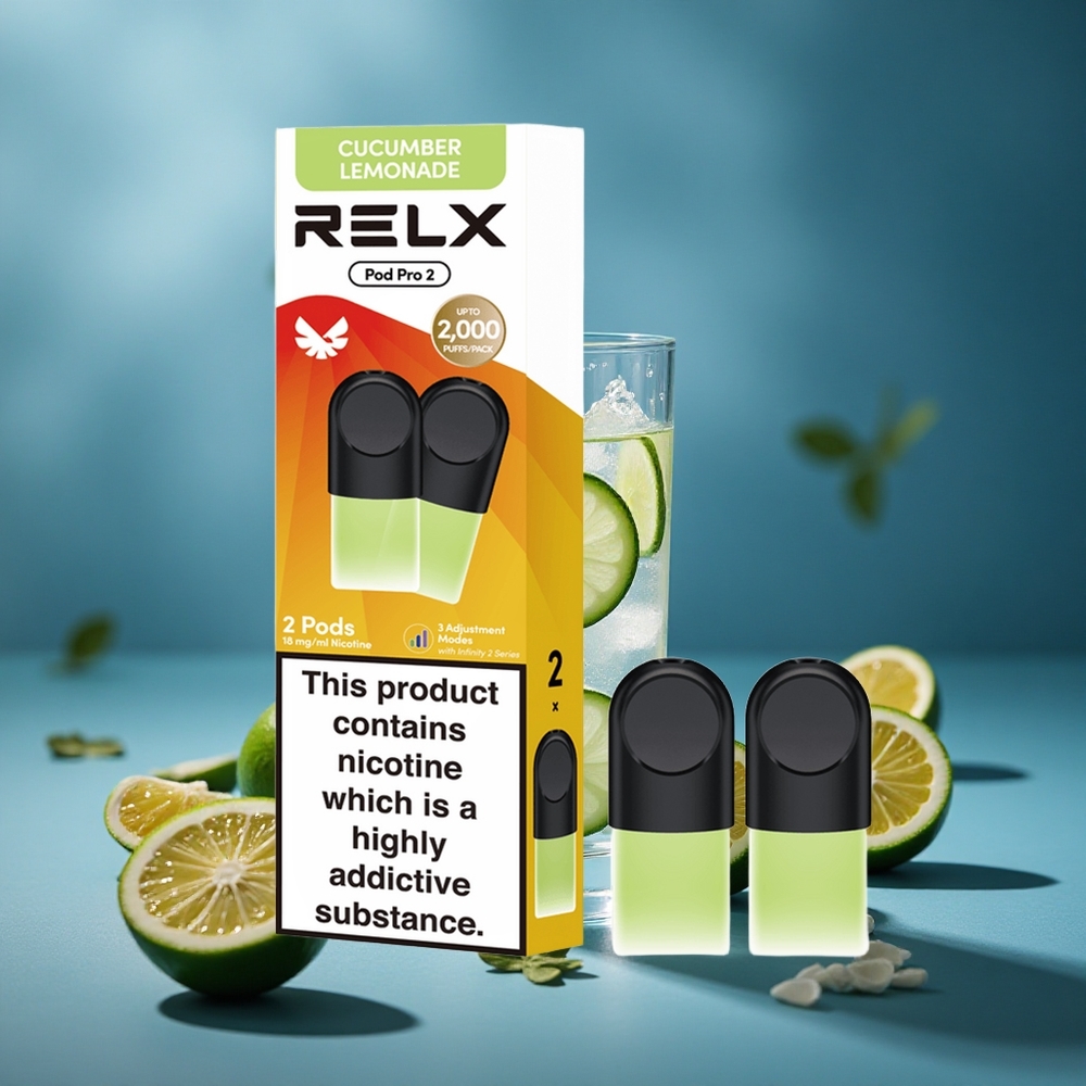 RELX Pod Pro 2 משקה-מלפפון לימונדה 1.8% ניקוטין 600 שאיפות 1.9ml